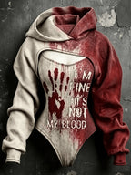 Women's Halloween Bloodstain "i'm Fine It's Not My Blood" Print Hoodie Two-piece Set