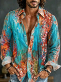 Men's Floral Abstract Art Print Long Sleeve Shirt