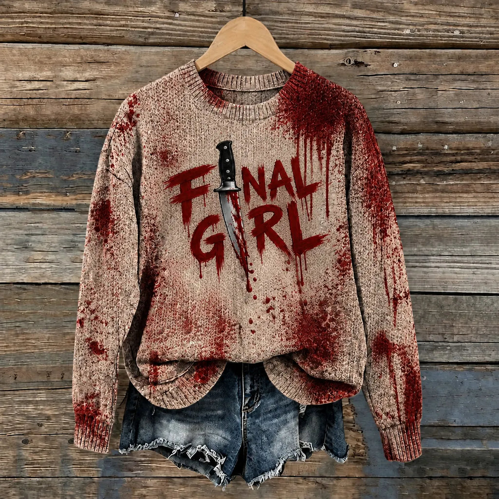 Women's Vintage Bloodstain Print Sweater