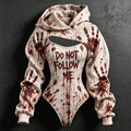Women's Halloween Do Not Follow Me Print Hoodie Two Piece Set
