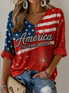 Women'S American Flag Faith Printed Casual T-Shirt