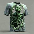 Men's Halloween Optical Dislocation Zombie 3d Print T-shirt