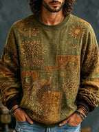 Men's Mystical Hippie Style Peacock Sun And Moon Art Print Casual Sweatshirt