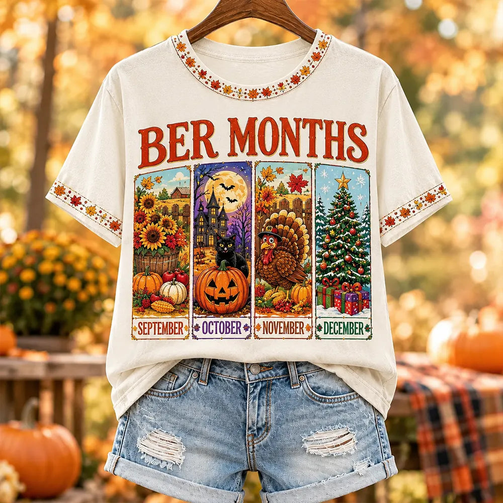 Women's "ber Months" Four Seasons Panels Short Sleeve T-shirt