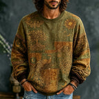 Men's Mystical Hippie Style Peacock Sun And Moon Art Print Casual Sweatshirt