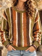 Women's Vertical Striped Pattern Casual Knit Sweater
