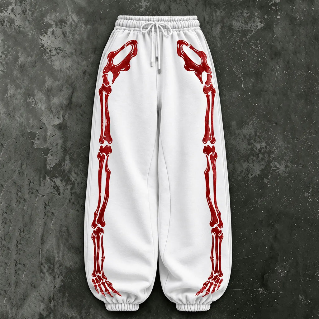Women's Vintage Halloween Skull Outline Casual Sweatpants