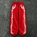 Women's Vintage Halloween Skull Outline Casual Sweatpants