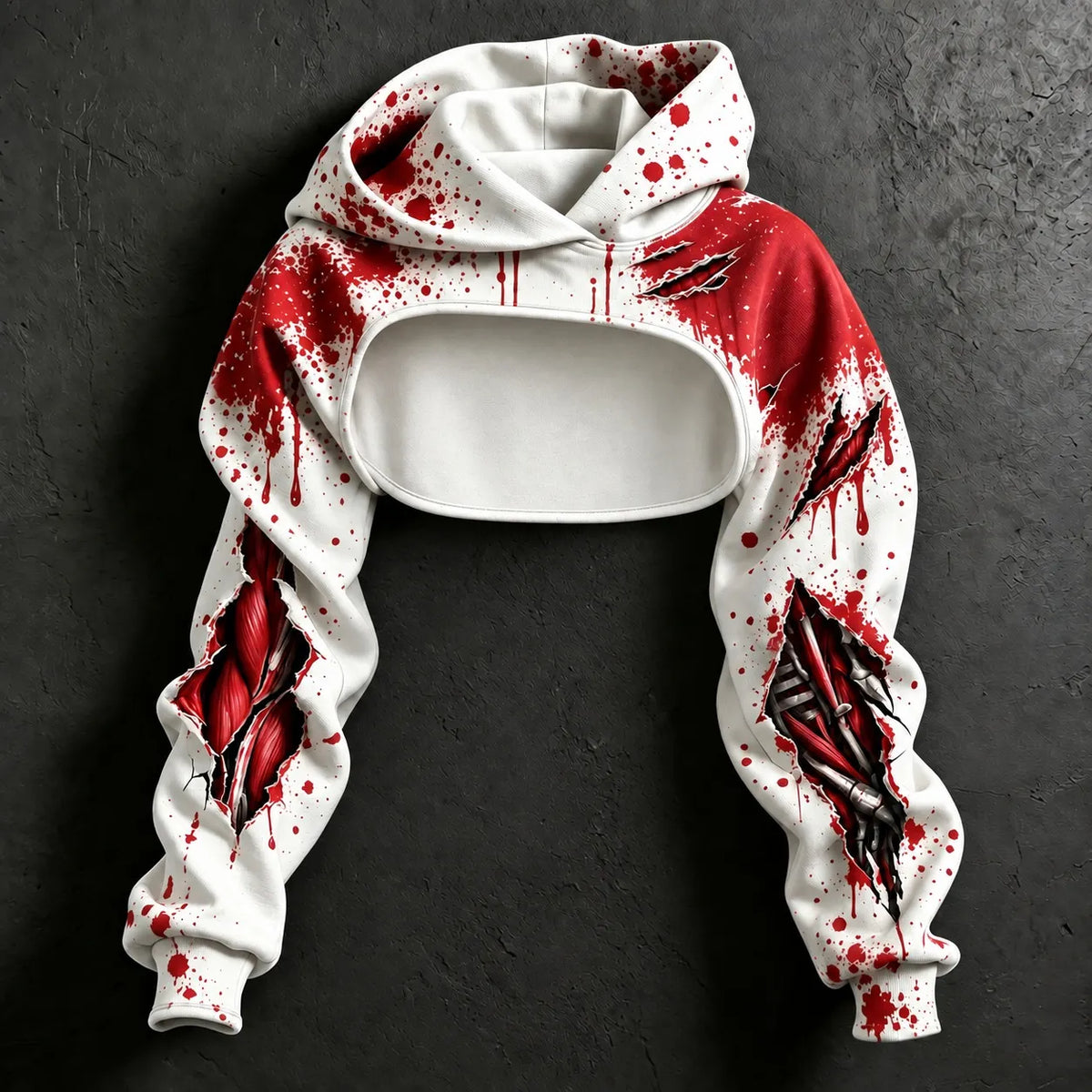 Women's Retro Bloodstained Tear Wound "i'm Broken" Print Sweatshirt Two-piece Set