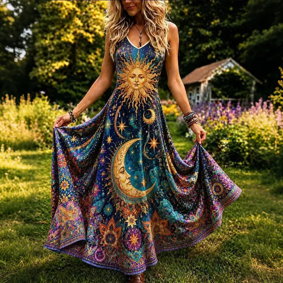 Women's Retro Hippie Style Linen Vest Dress