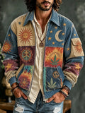 Men's Hippie Celestial Elements Pattern Corduroy Jacket