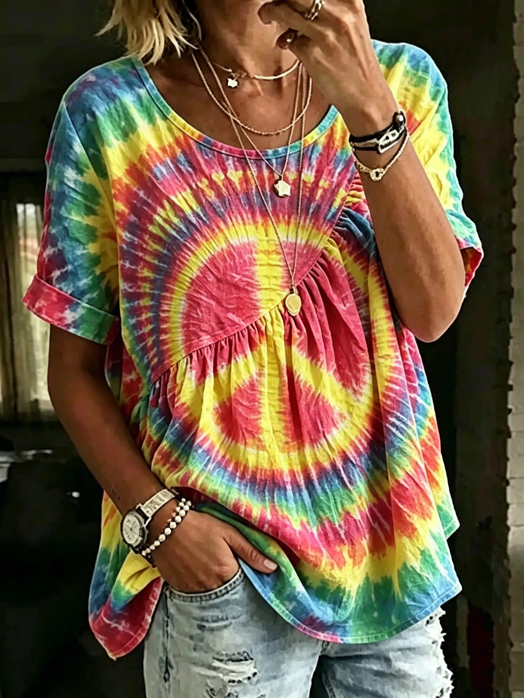 Women's Retro Bohemian Hippie Style Printed Top