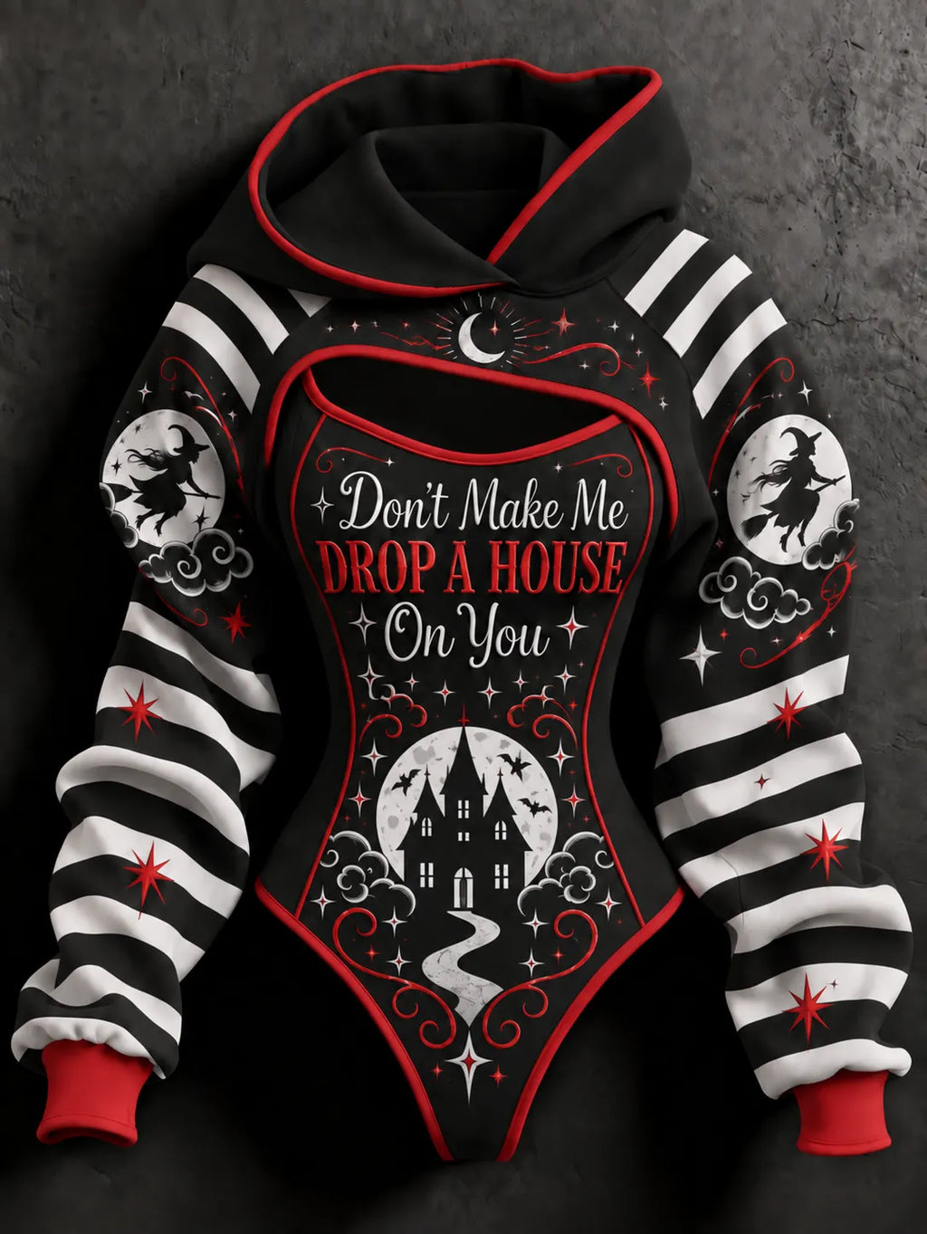 Women's Halloween Don't Make Me Drop A House On You Print Art Hoodie Two-piece Set
