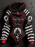 Women's Halloween Don't Make Me Drop A House On You Print Art Hoodie Two-piece Set