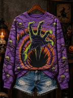 Women's Halloween 3d Zombie Skeleton Crewneck Sweatshirt