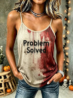 Women's Vintage Gothic Problem Solved Print Comfy Print Sleeveless Camisole Top