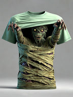 Men's Halloween Optical Illusion Bandage Zombies 3d Exaggerated Design Short Sleeve T-shirt