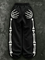 Women's Vintage Halloween Skull Outline Casual Sweatpants